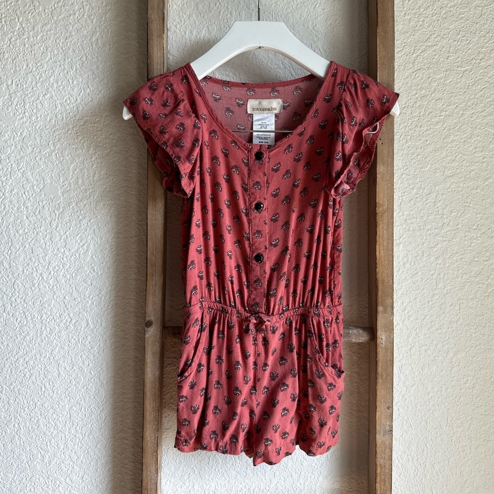 Toughskins Button Front Shorts Romper girls sz: M of 5/6